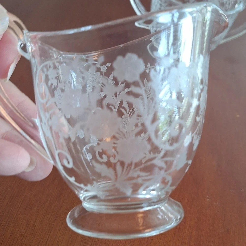 Fostonia ,Buttercup Floral Etched Glass Set